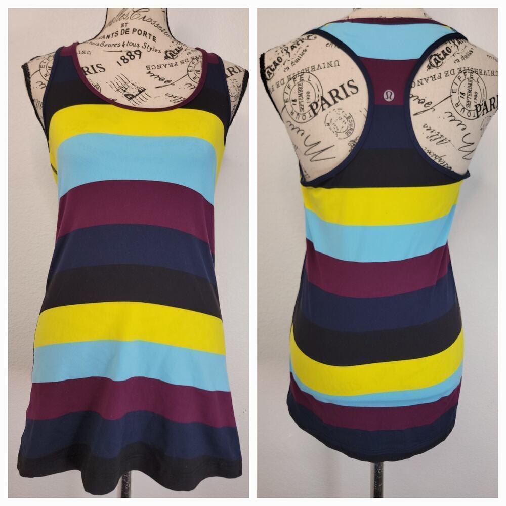 Lululemon Cool Tank Top Womens Size 6 Racerback Multicolor Stripe Performance